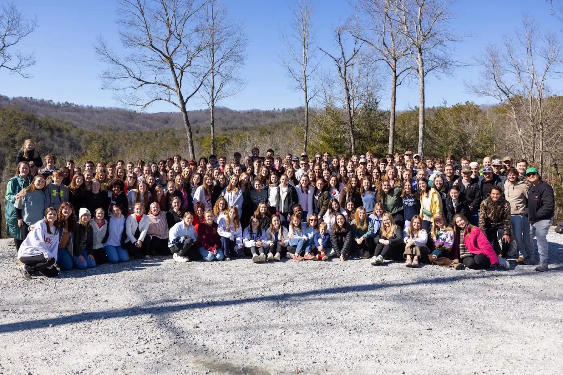 A large group of RUF at UGA students and staff together at Winter Retreat