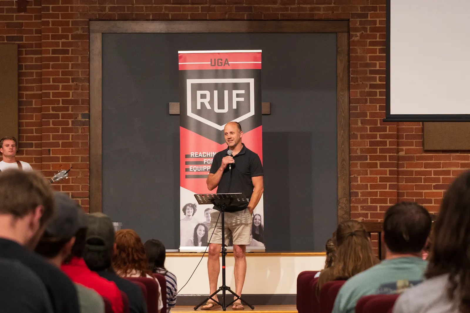 A speaker teaching students from Scripture at RUF Large Group
