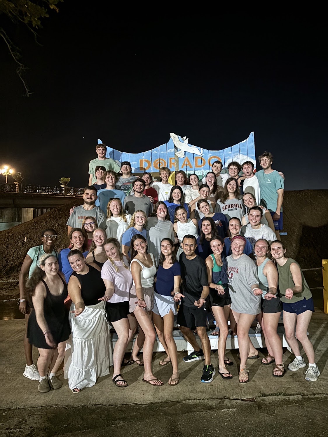 The full Puerto Rico mission team gathered together at night